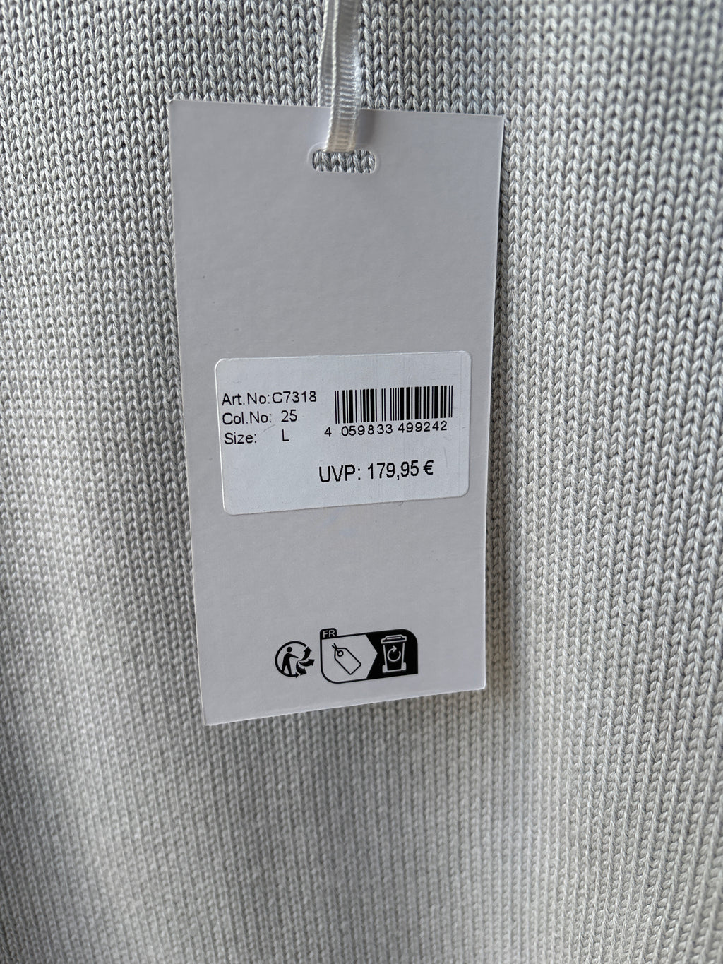 Carlo Colucci Strickpullover – Hellgrau – Feinstrick – Designer Pullover