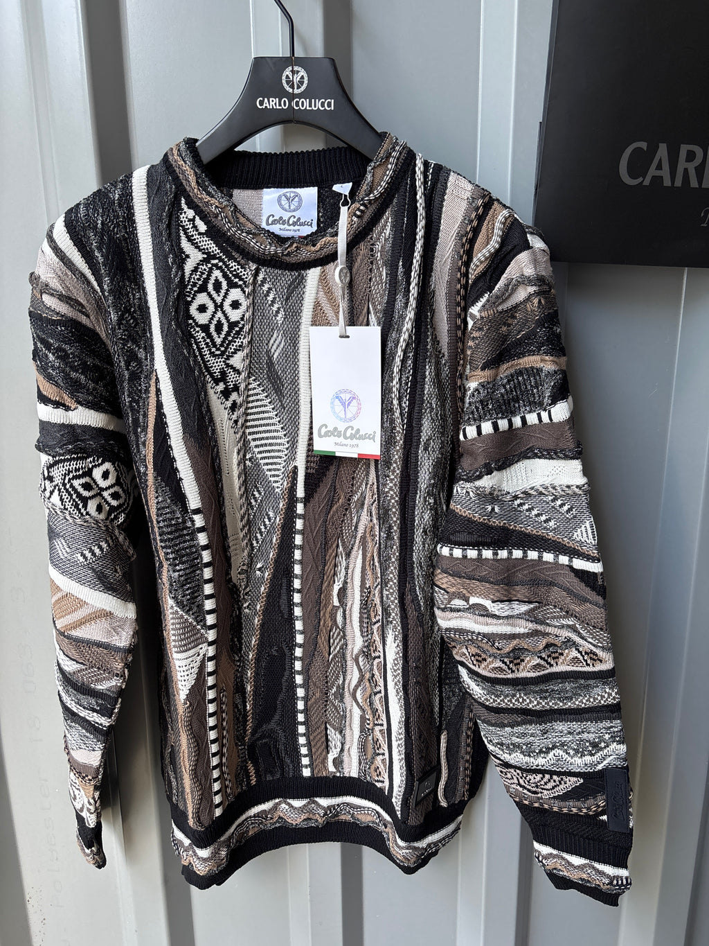 Carlo Colucci Strickpullover – Schwarz/Weiß/Beige/Grau