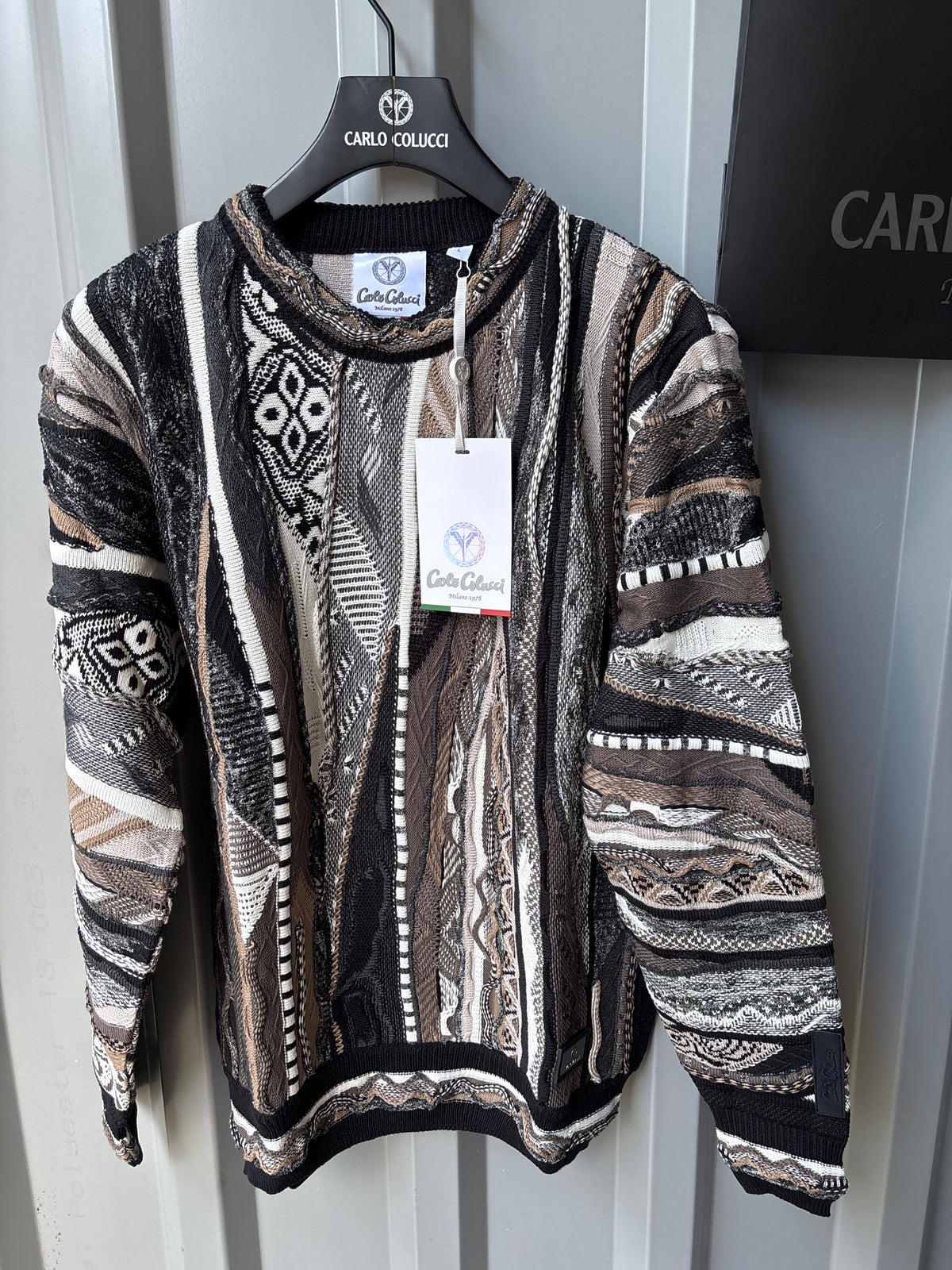 Carlo Colucci Strickpullover – Schwarz/Weiß/Beige/Grau