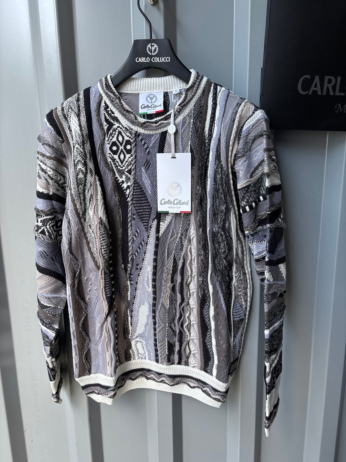 Carlo Colucci Strickpullover – Grau/Schwarz/Weiß/Beige