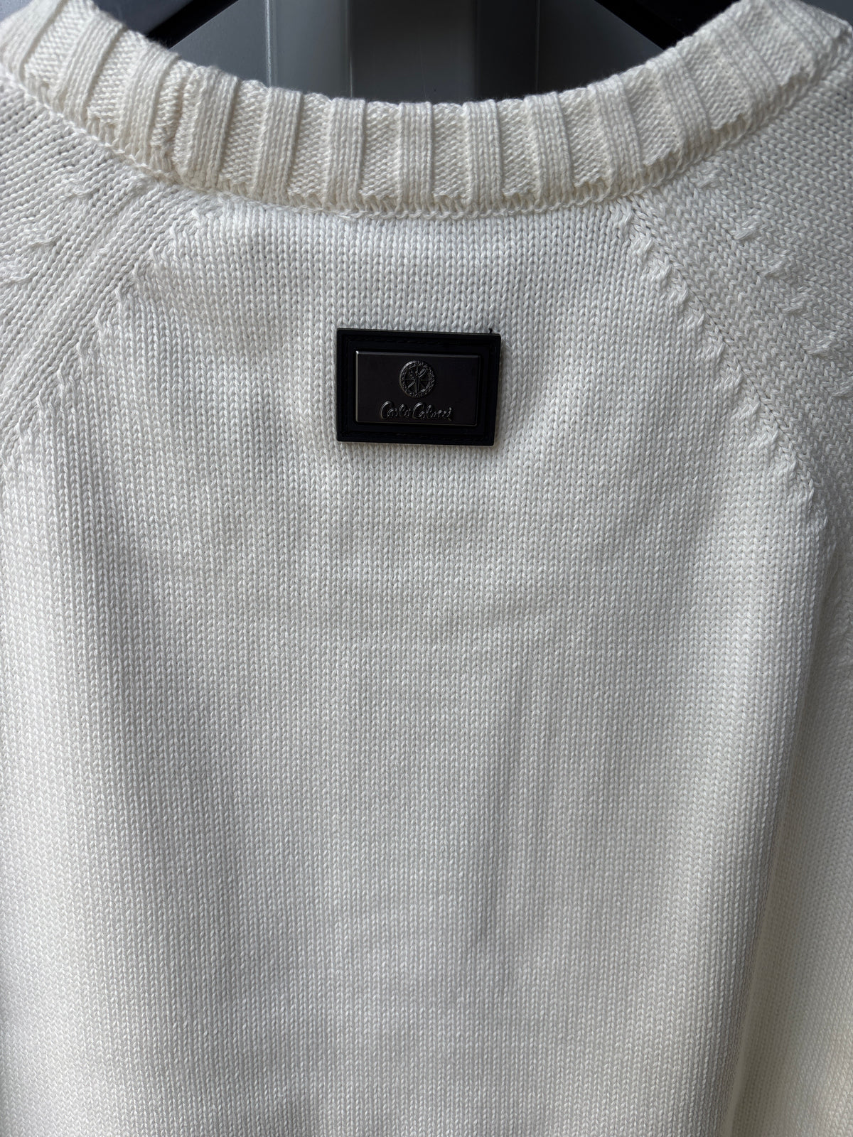 Carlo Colucci Strickpullover – Offwhite – Feinstrick – Designer Pullover