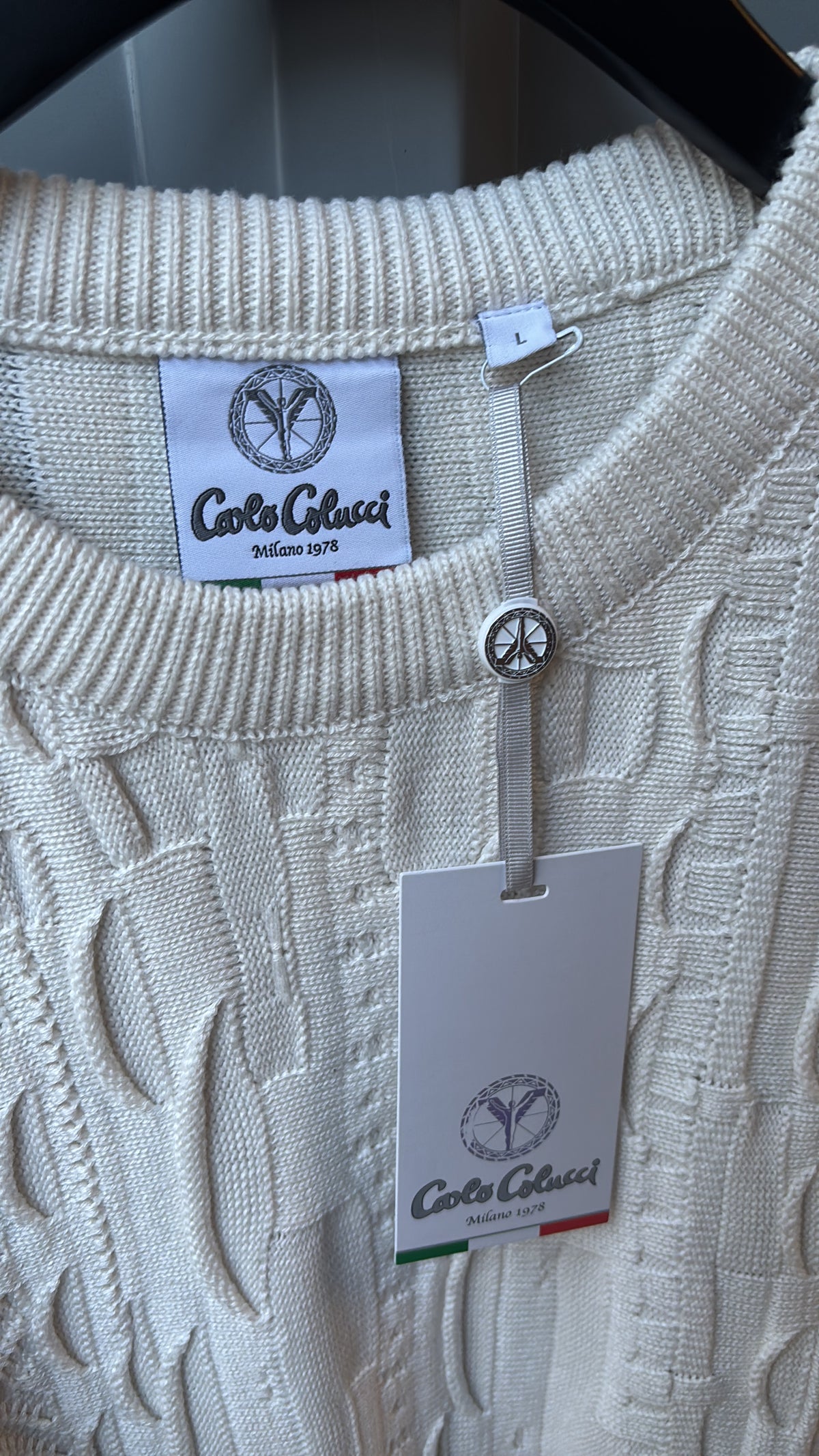 Carlo Colucci Strickpullover – Offwhite/Creme - Strukturmuster