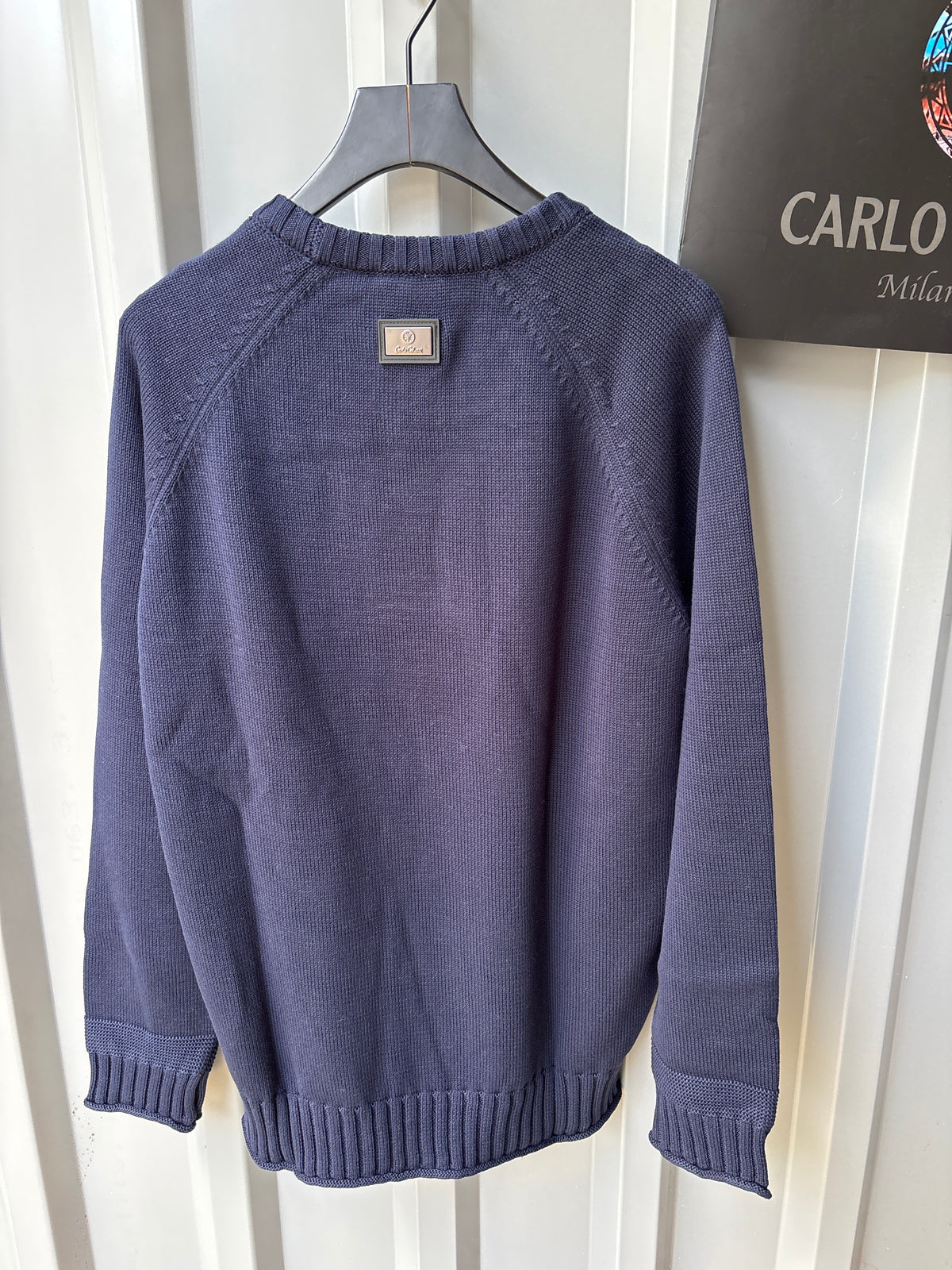 Carlo Colucci Strickpullover – Blau – Feinstrick – Designer Pullover