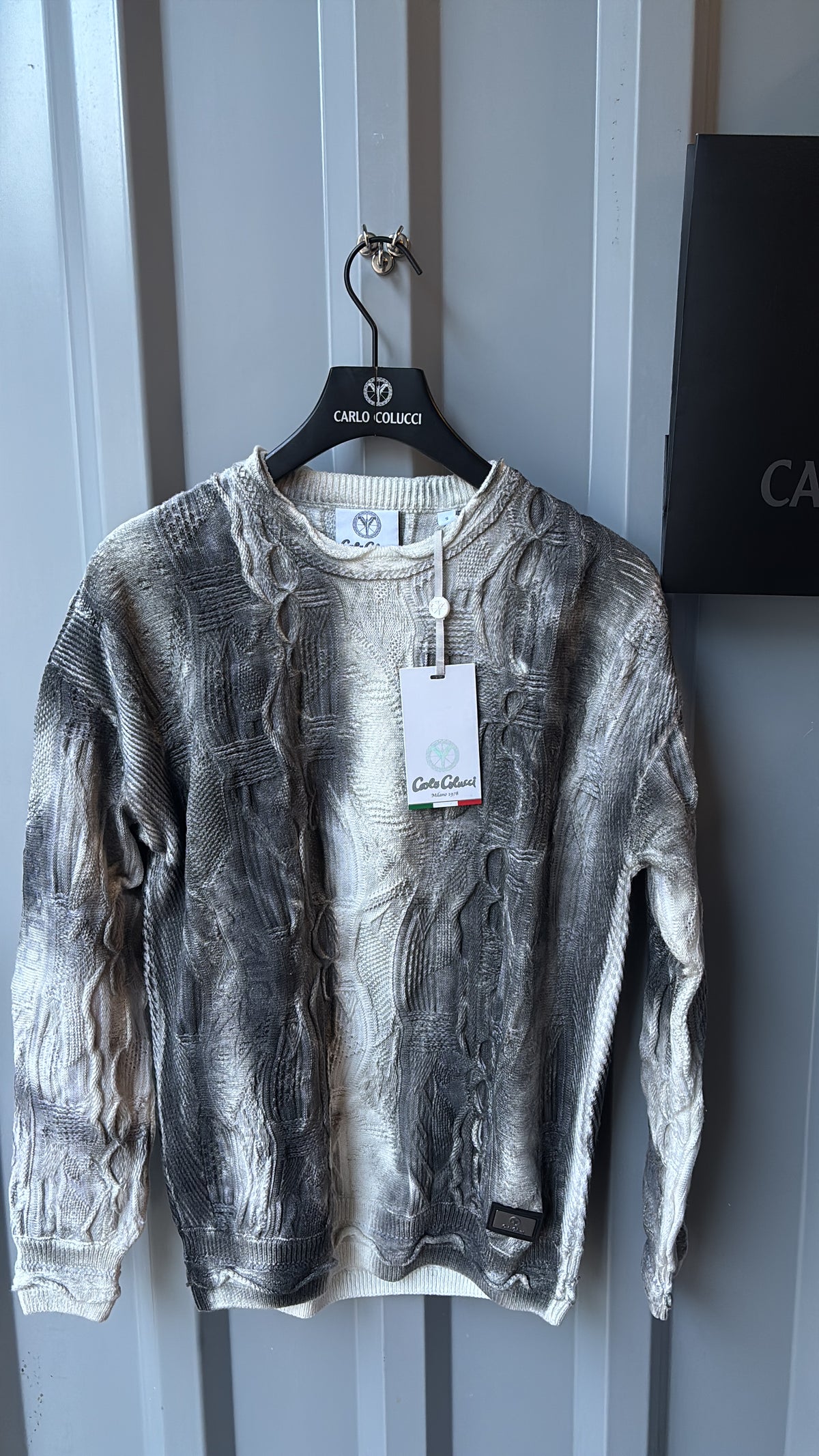 Carlo Colucci Strickpullover – Grau/Silber – Strukturmuster