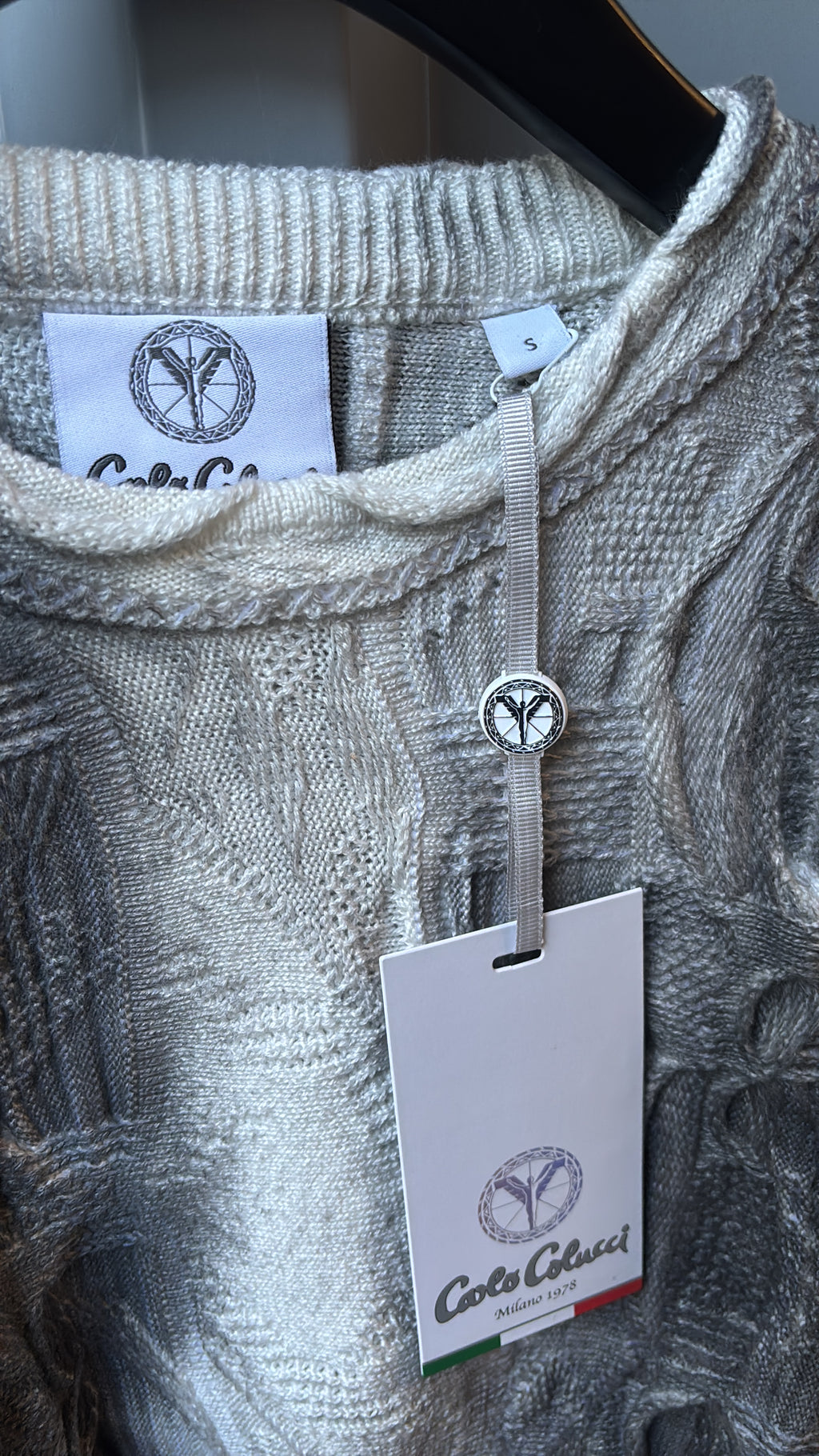 Carlo Colucci Strickpullover – Grau/Silber – Strukturmuster