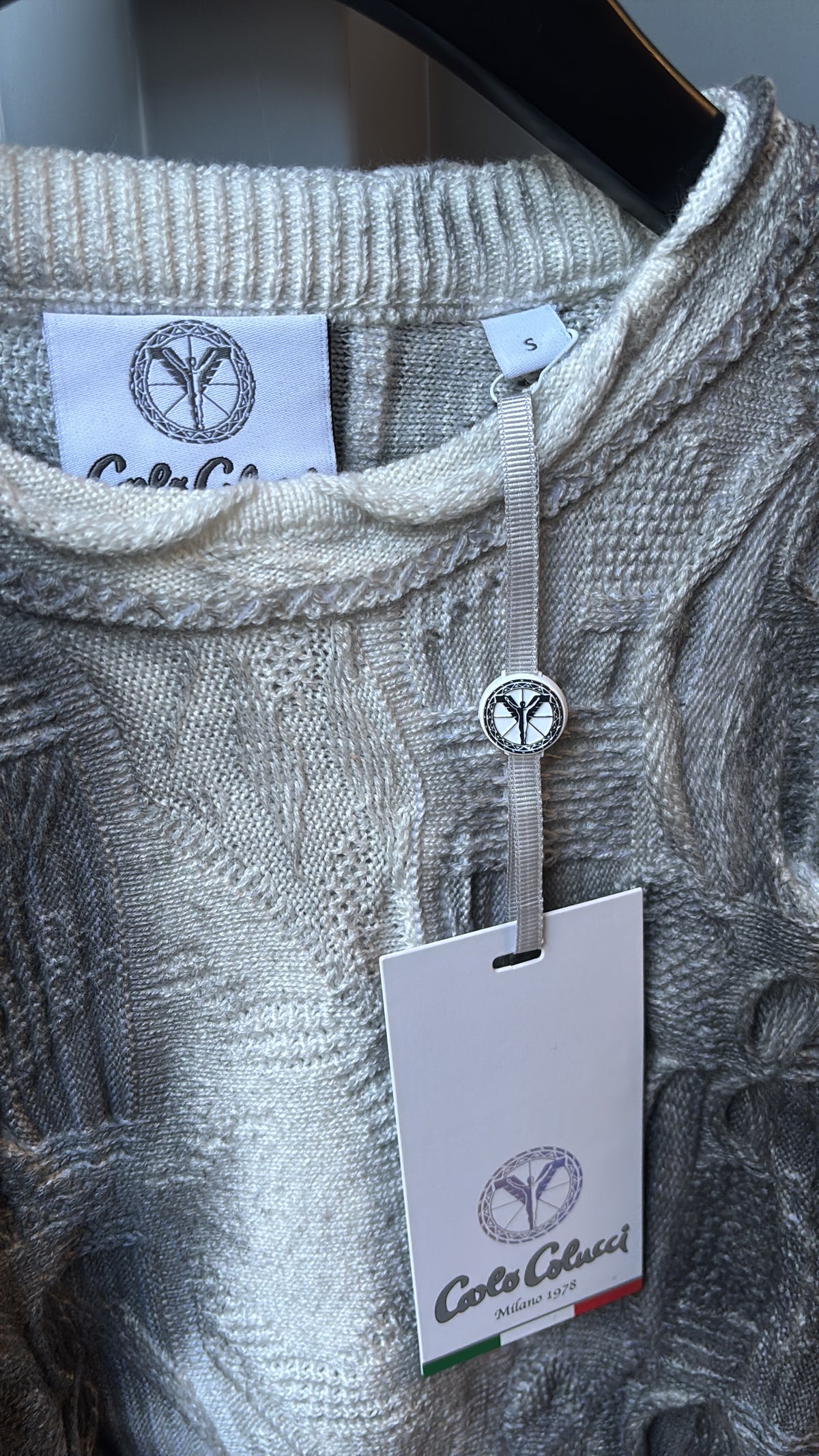 Carlo Colucci Strickpullover – Grau/Silber – Strukturmuster