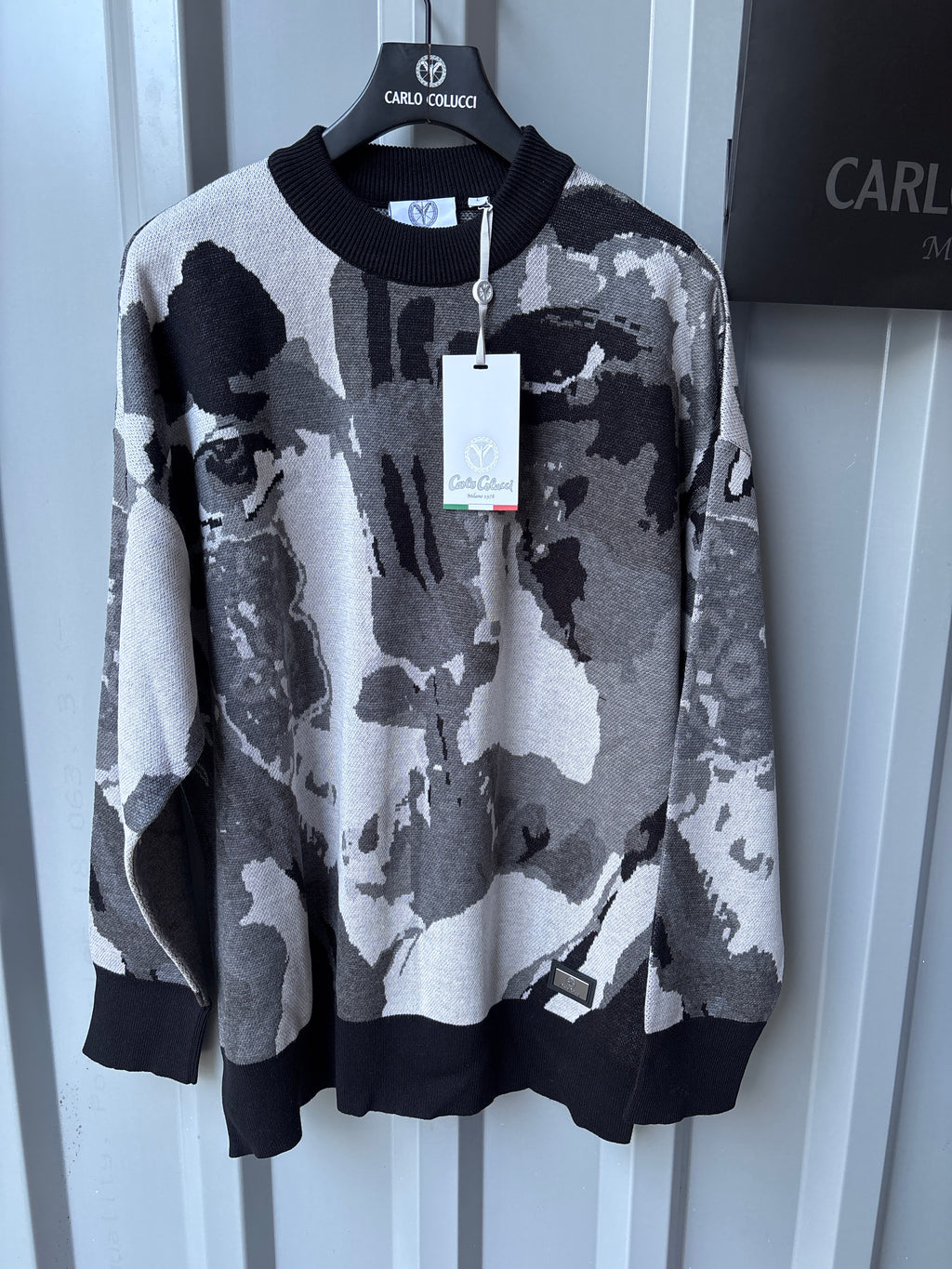 Carlo Colucci Strickpullover - Schwarz/Grau
