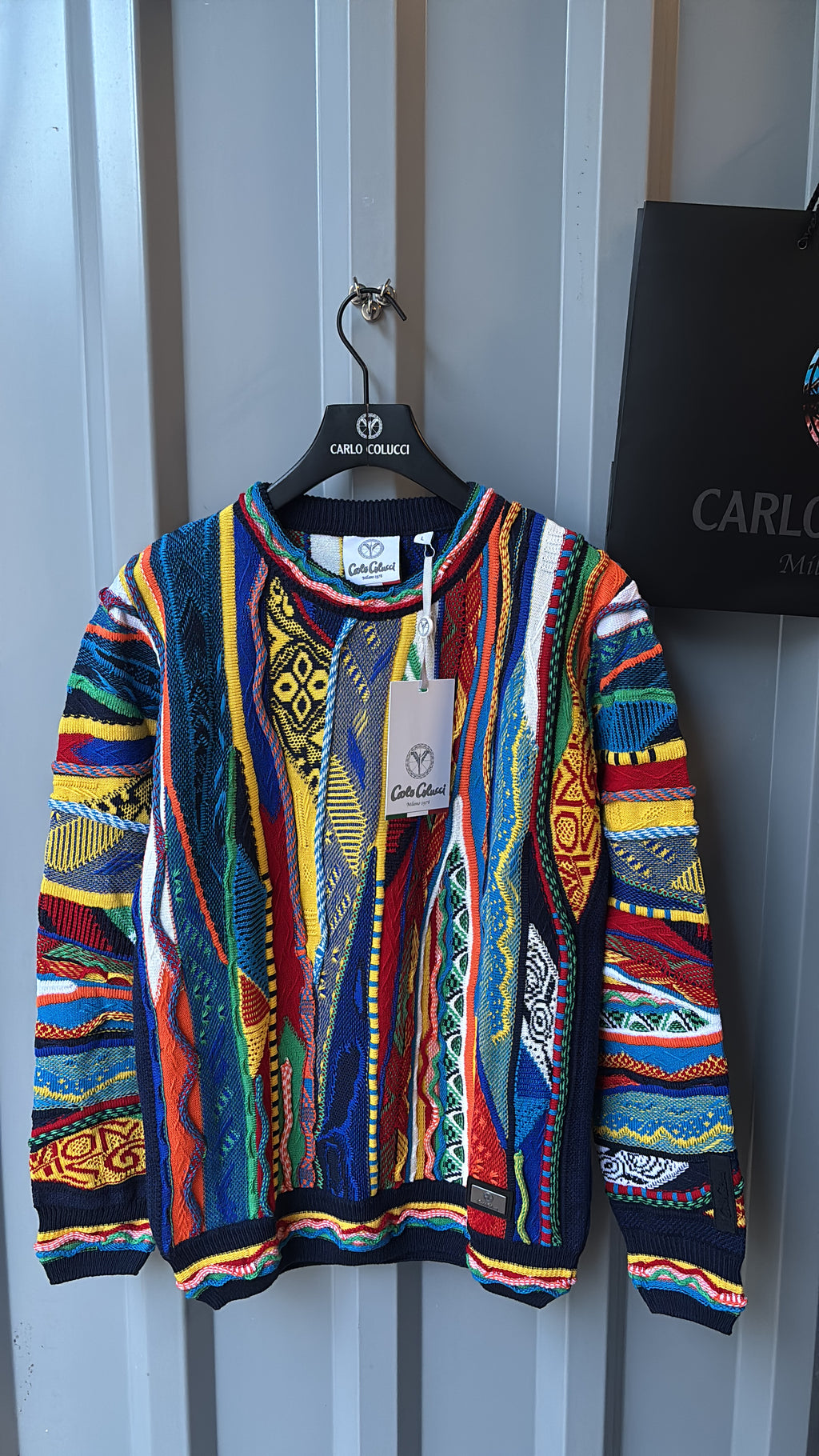 Carlo Colucci Strickpullover - Multicolor – Mehrfarbiges Jacquard-Muster