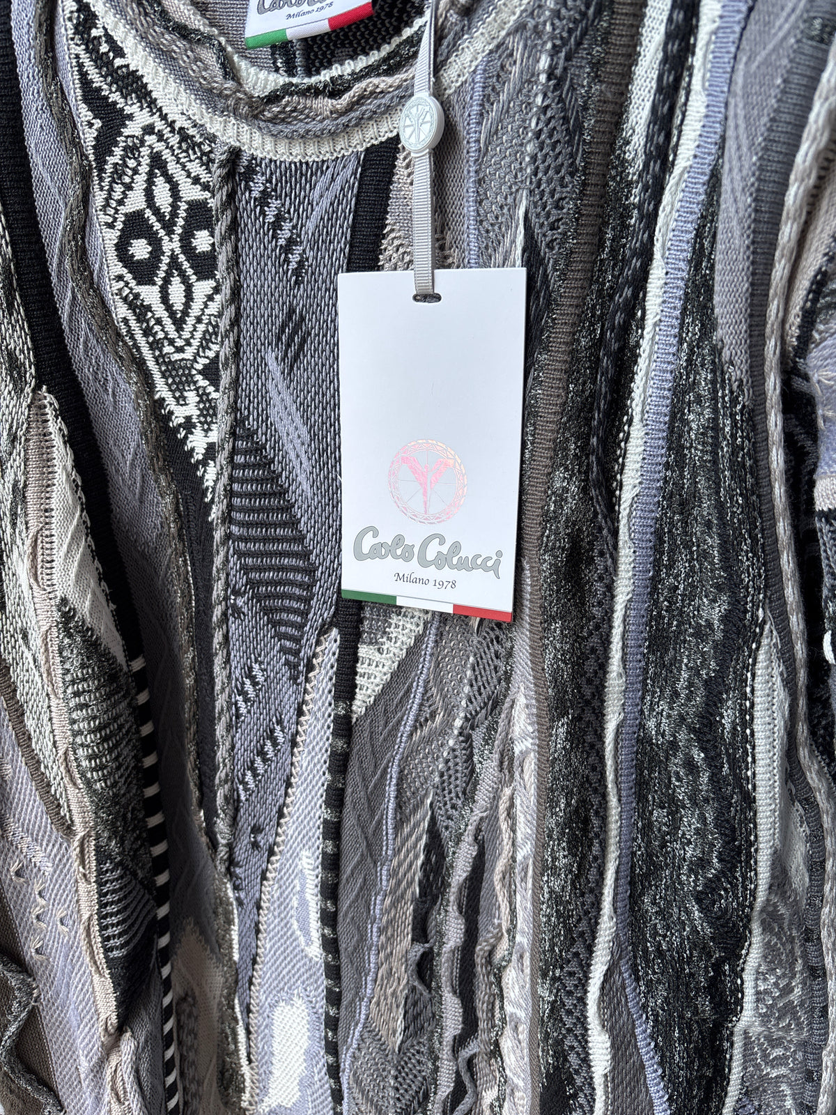 Carlo Colucci Strickpullover – Grau/Schwarz/Weiß/Beige