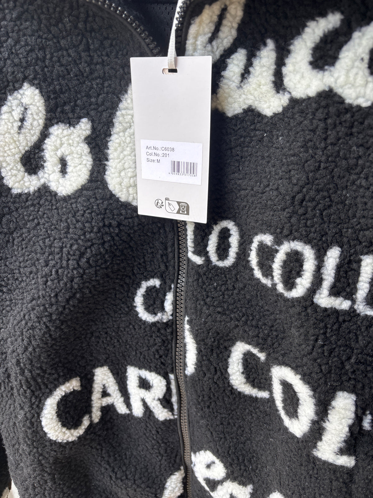 Carlo Colucci Fleecejacke Schwarz – Milano 1978 – AOP Print