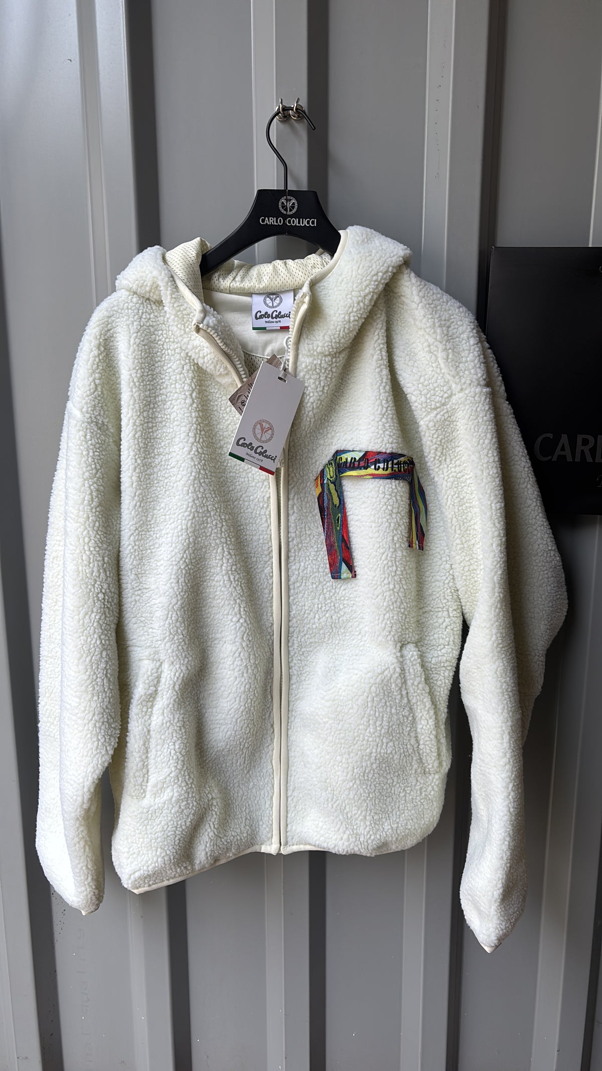 Carlo Colucci Teddy-Hoodie – Offwhite/Creme