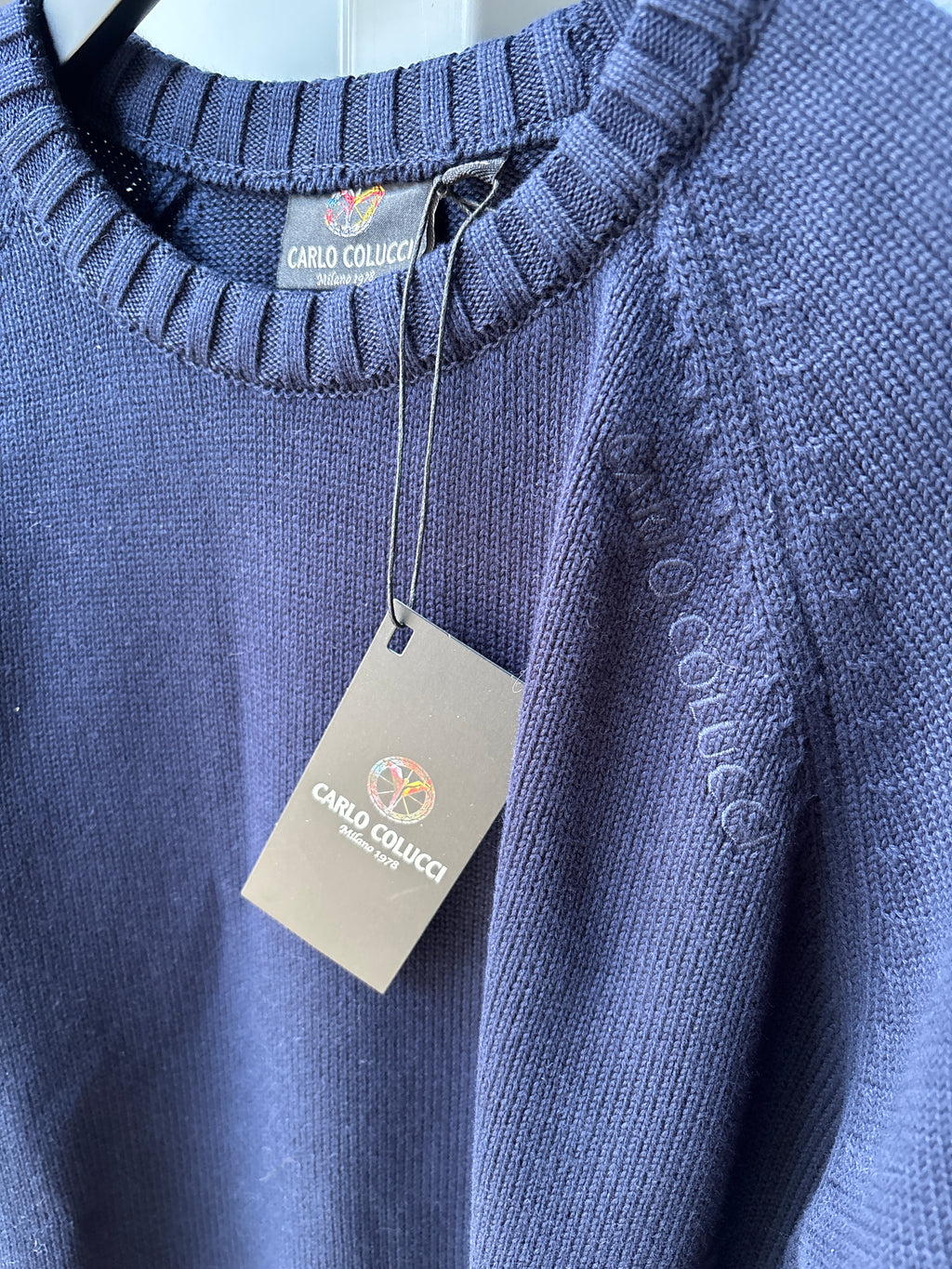 Carlo Colucci Strickpullover – Blau – Feinstrick – Designer Pullover