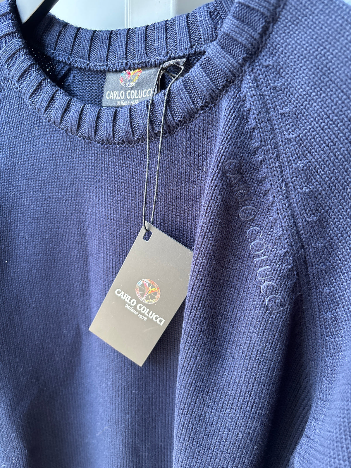 Carlo Colucci Strickpullover – Blau – Feinstrick – Designer Pullover