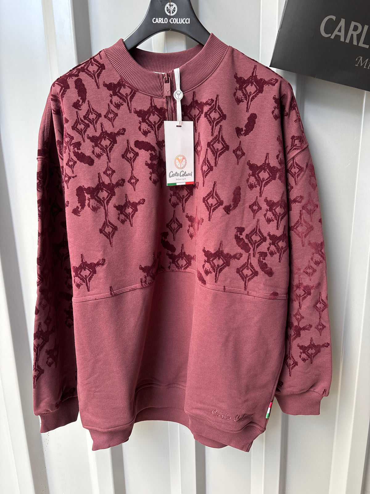 Carlo Colucci Sweater – 3D-Struktur - Halfzip