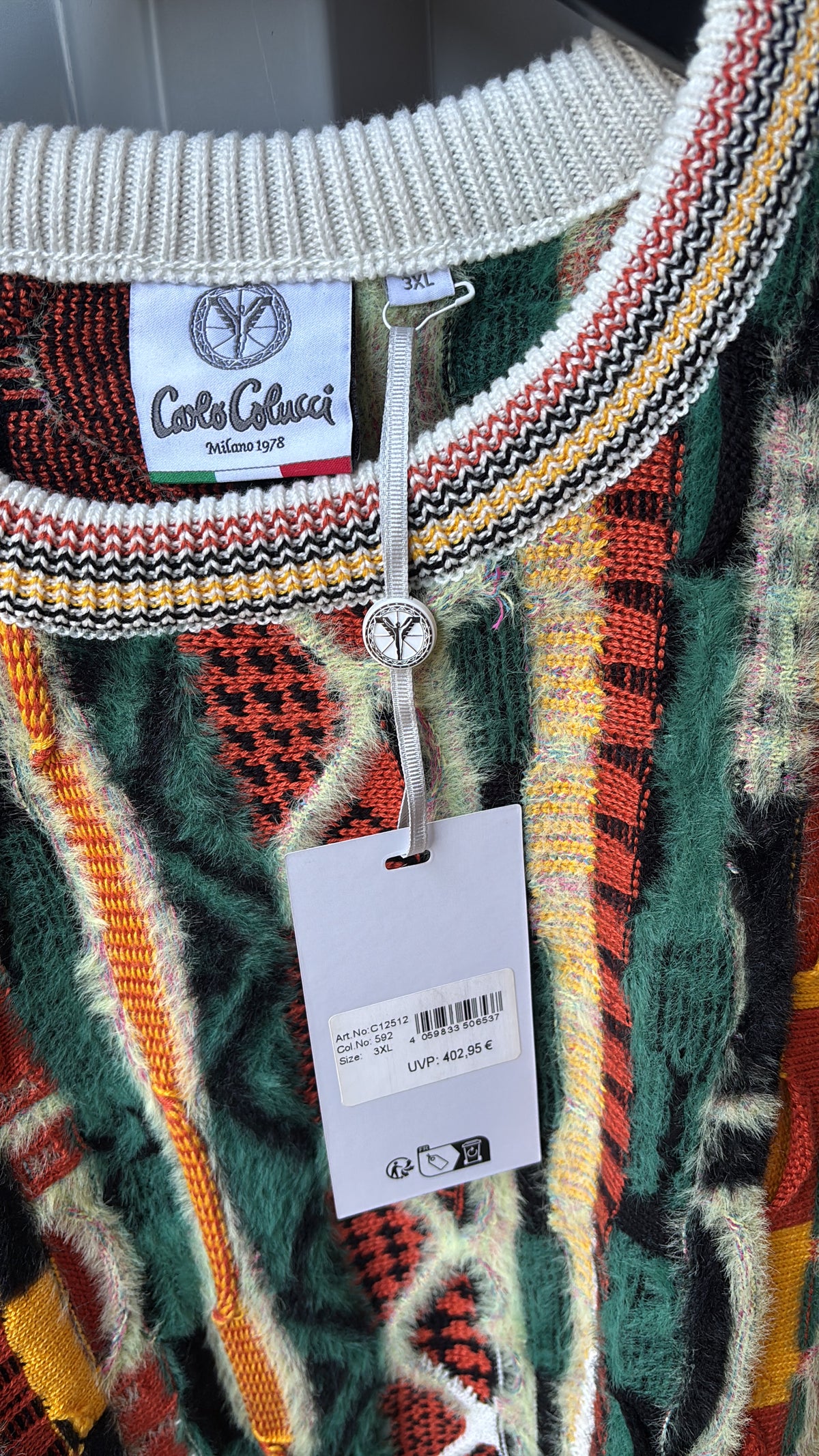 Carlo Colucci Strickpullover – Multicolor mit Fluffy Garn
