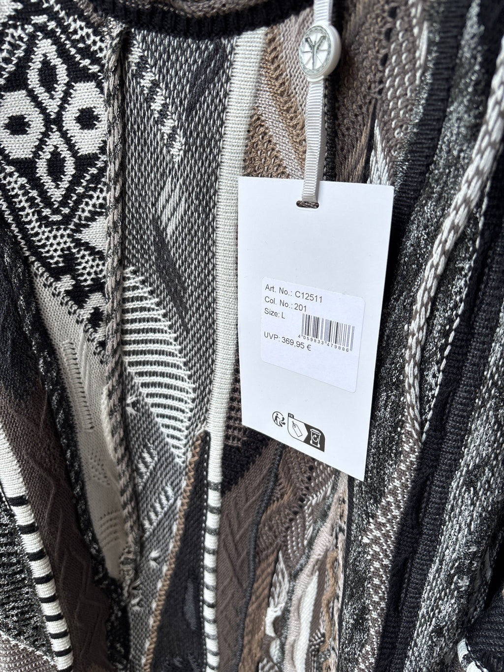 Carlo Colucci Strickpullover – Schwarz/Weiß/Beige/Grau