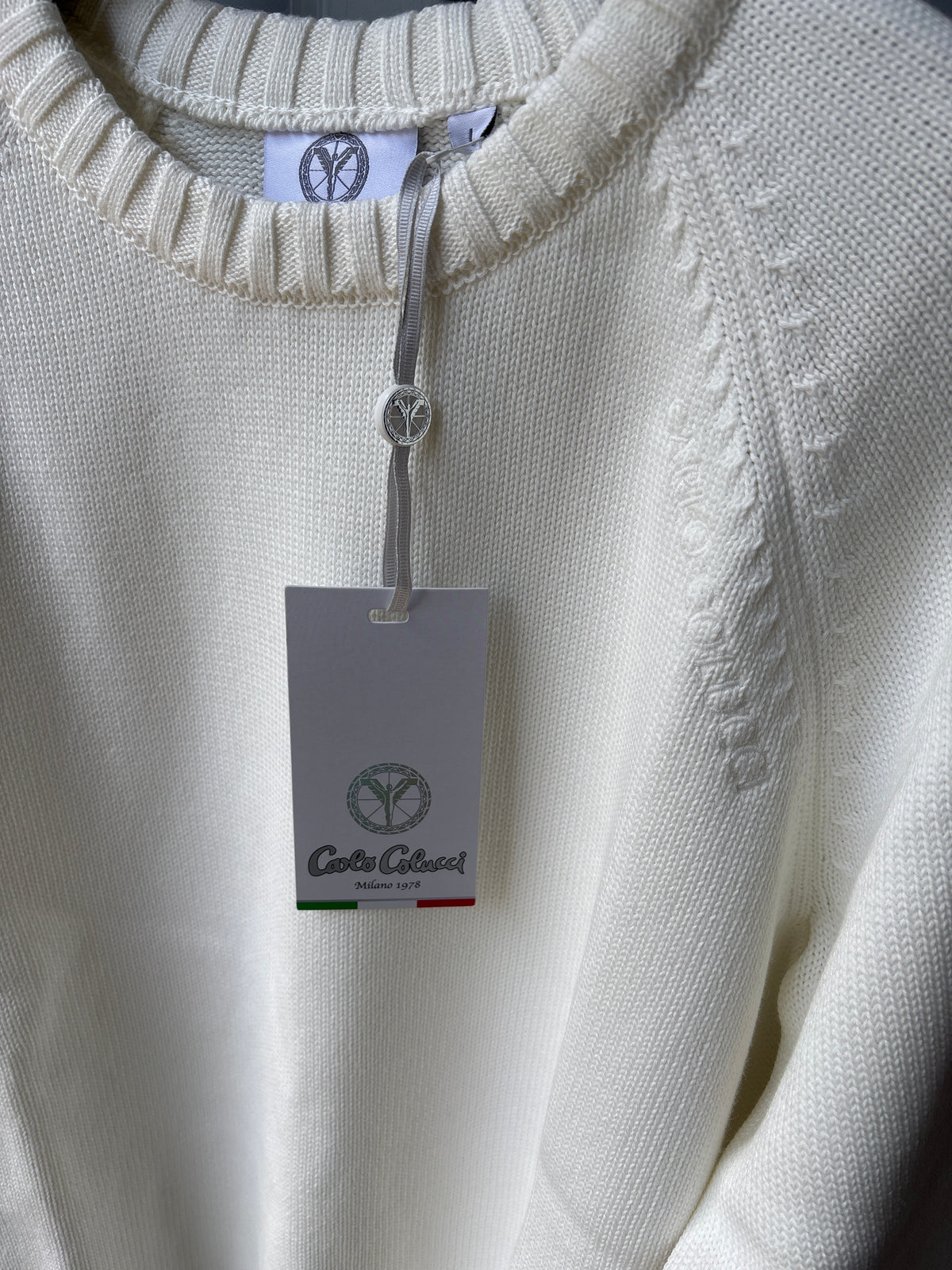 Carlo Colucci Strickpullover – Offwhite – Feinstrick – Designer Pullover