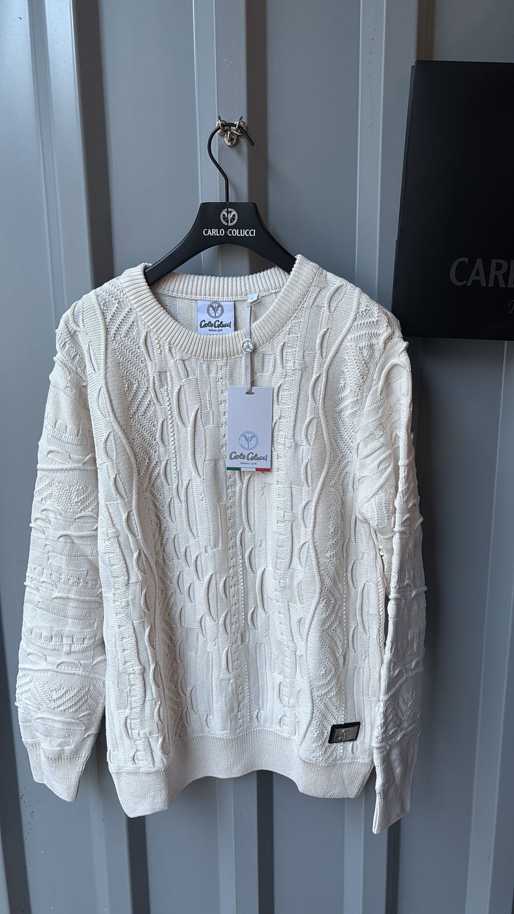 Carlo Colucci Strickpullover – Offwhite/Creme - Strukturmuster