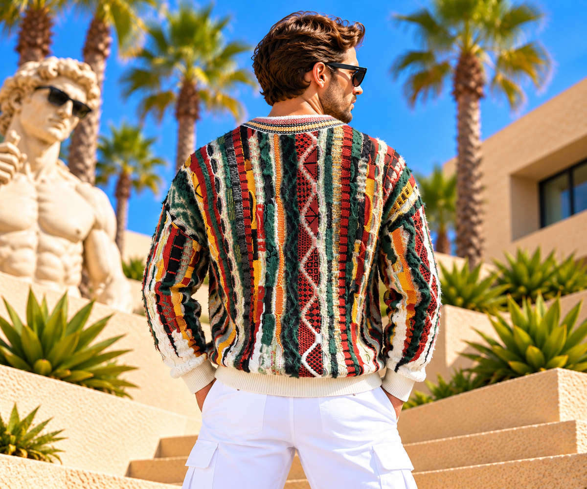 Carlo Colucci Strickpullover – Multicolor mit Fluffy Garn