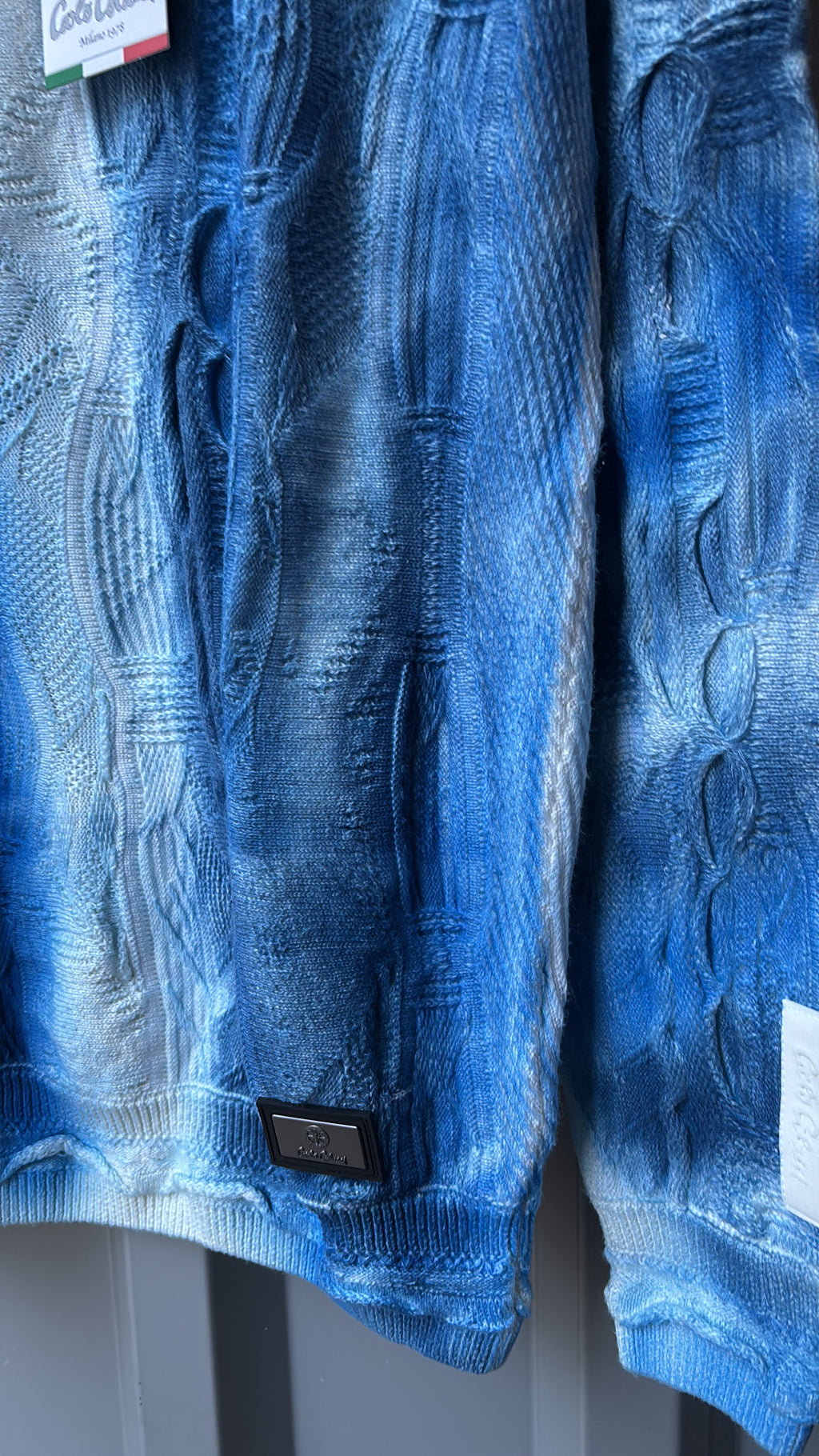 Carlo Colucci Strickpullover – Blau – Strukturmuster