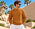 Carlo Colucci Strickpullover – Braun/Camel – Strukturmuster