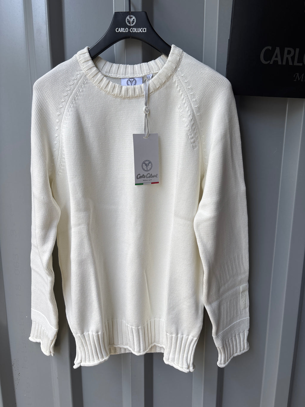 Carlo Colucci Strickpullover – Offwhite – Feinstrick – Designer Pullover