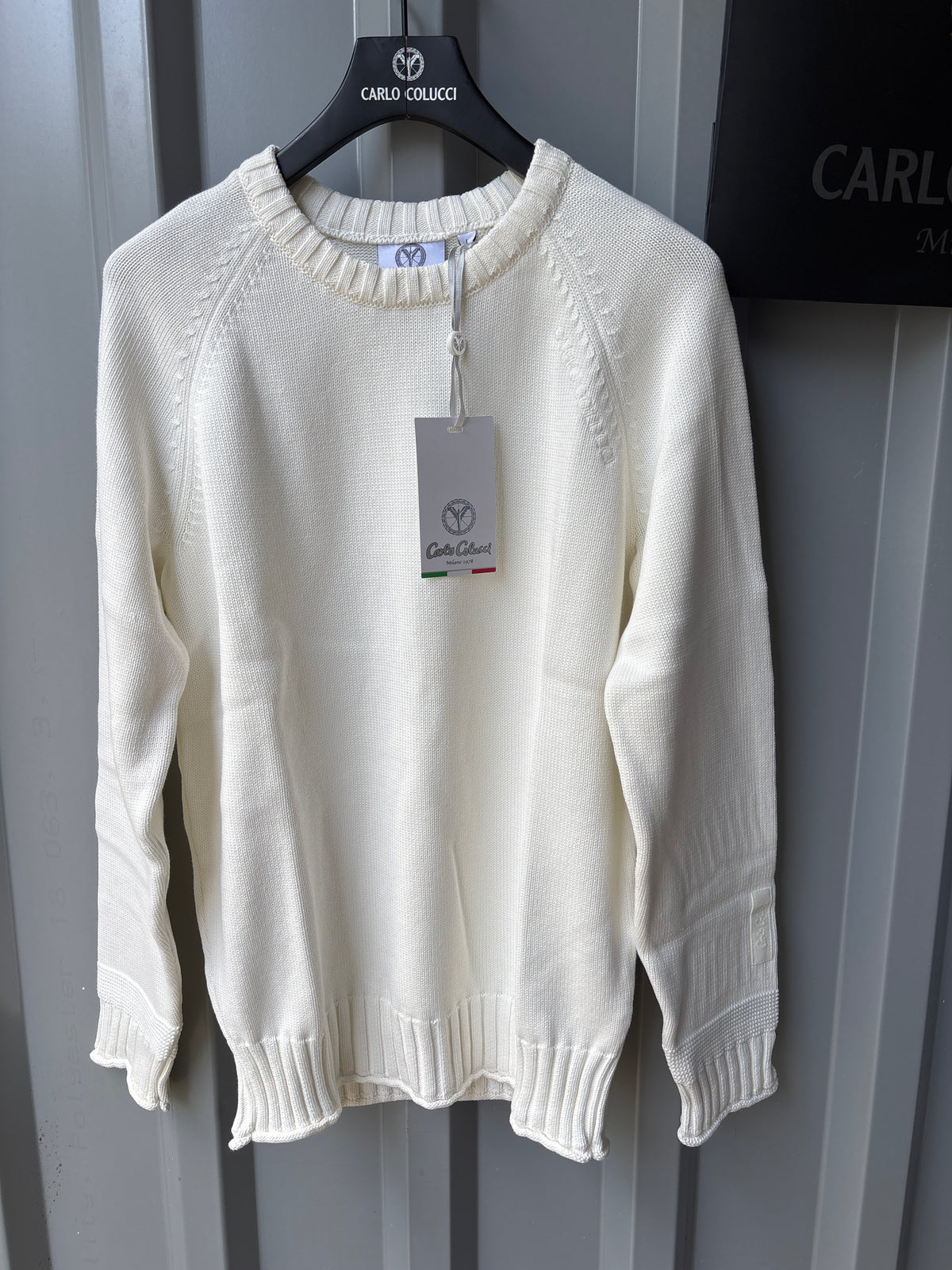 Carlo Colucci Strickpullover – Offwhite – Feinstrick – Designer Pullover