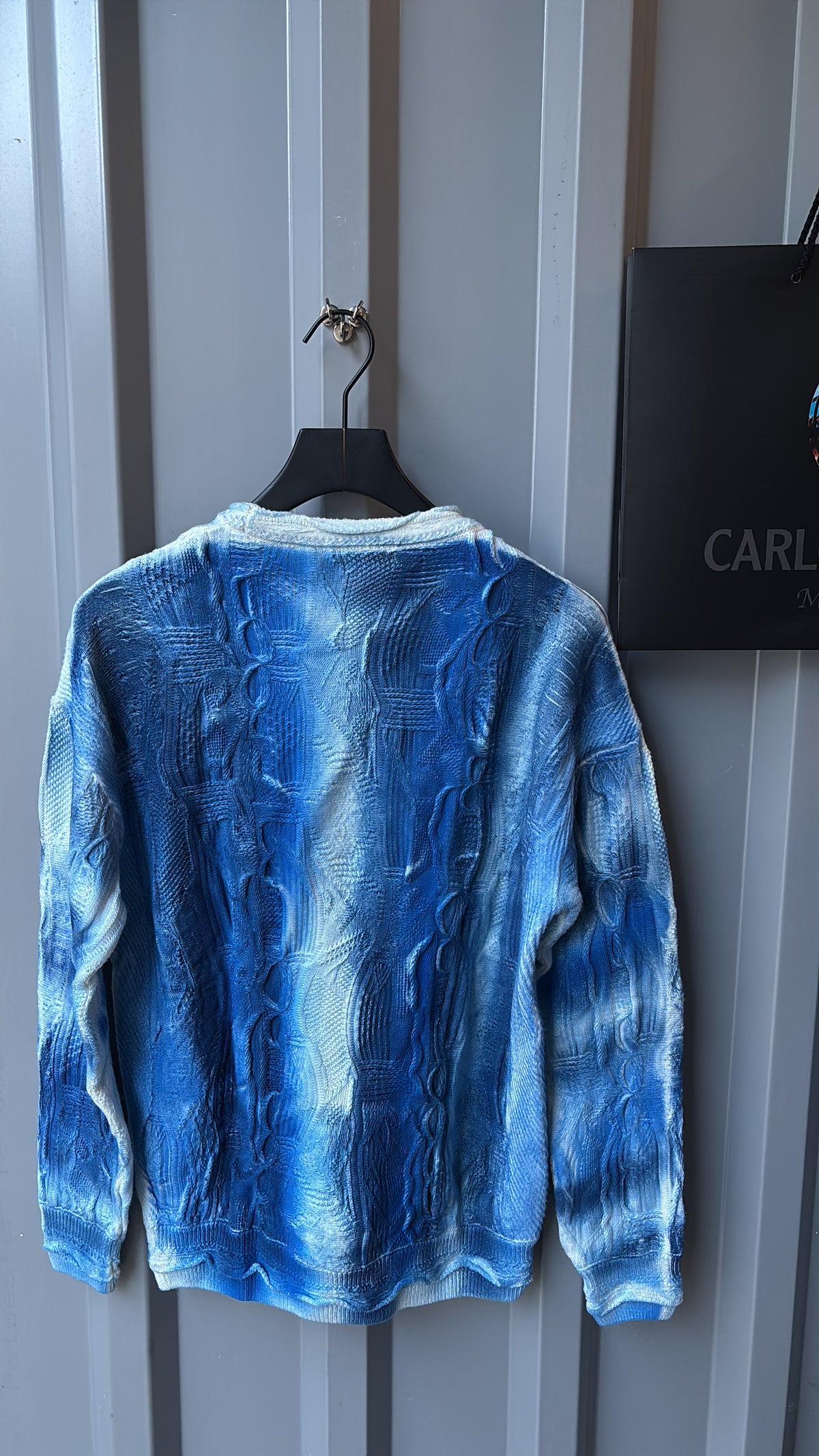 Carlo Colucci Strickpullover – Blau – Strukturmuster