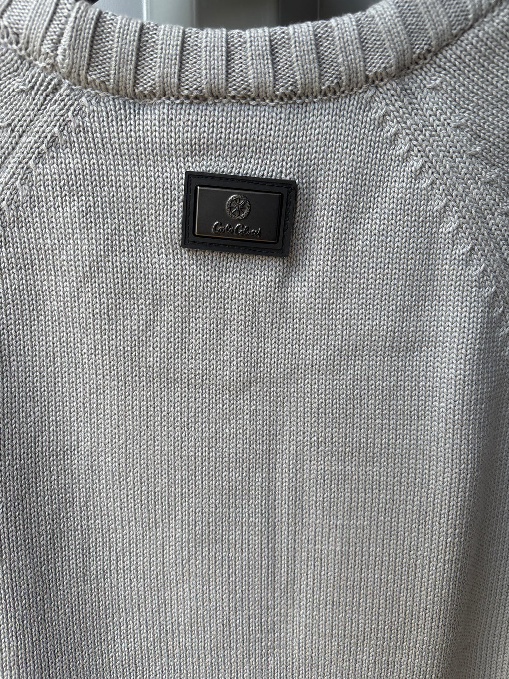 Carlo Colucci Strickpullover – Hellgrau – Feinstrick – Designer Pullover
