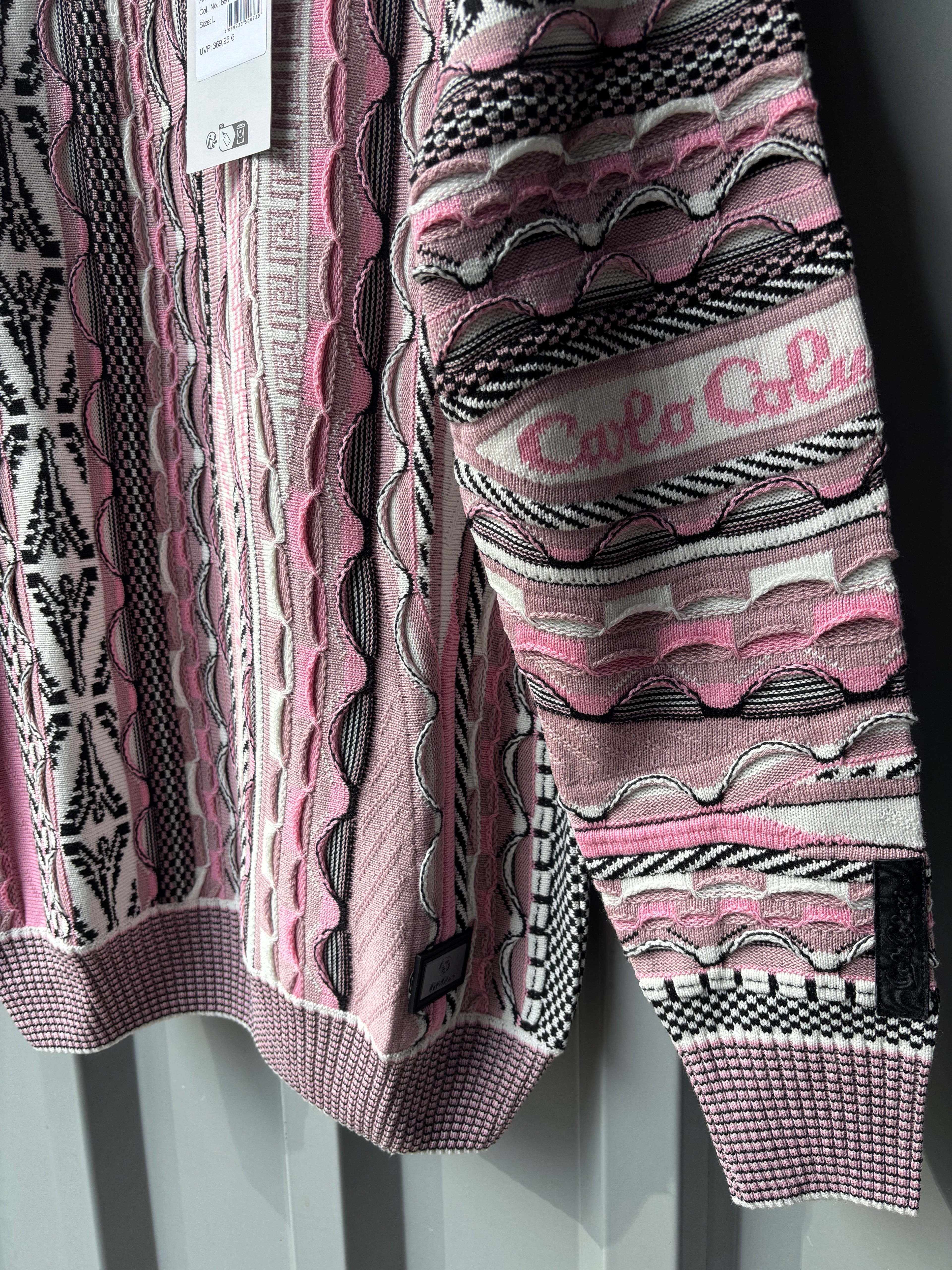 Carlo Colucci Strickpullover Pink – Mehrfarbiges Jacquard-Muster