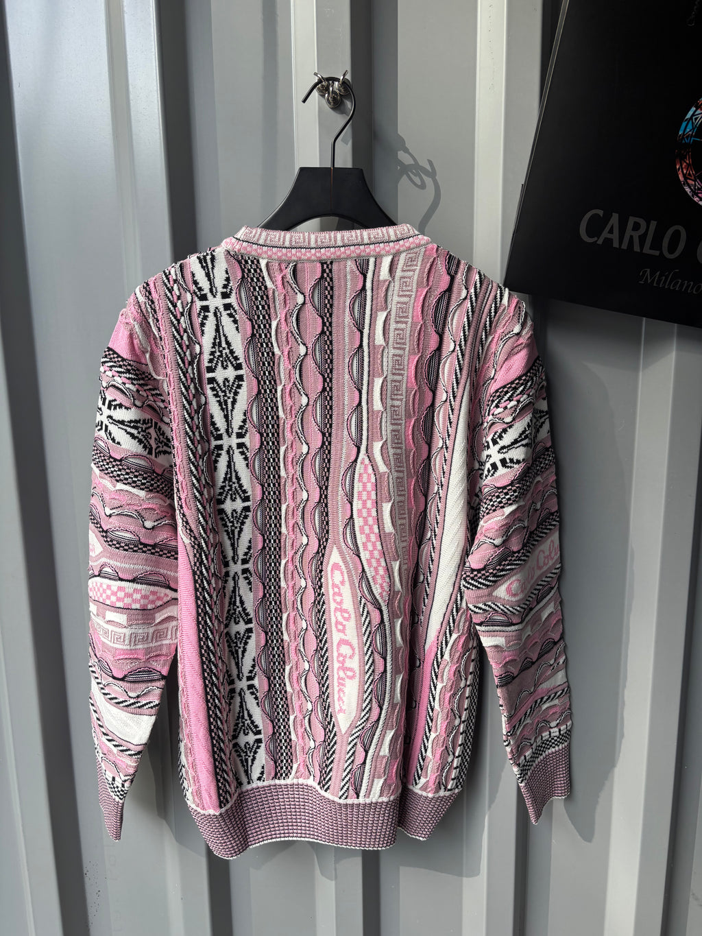 Carlo Colucci Strickpullover Pink – Mehrfarbiges Jacquard-Muster