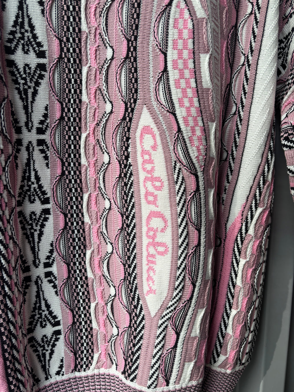 Carlo Colucci Strickpullover Pink – Mehrfarbiges Jacquard-Muster