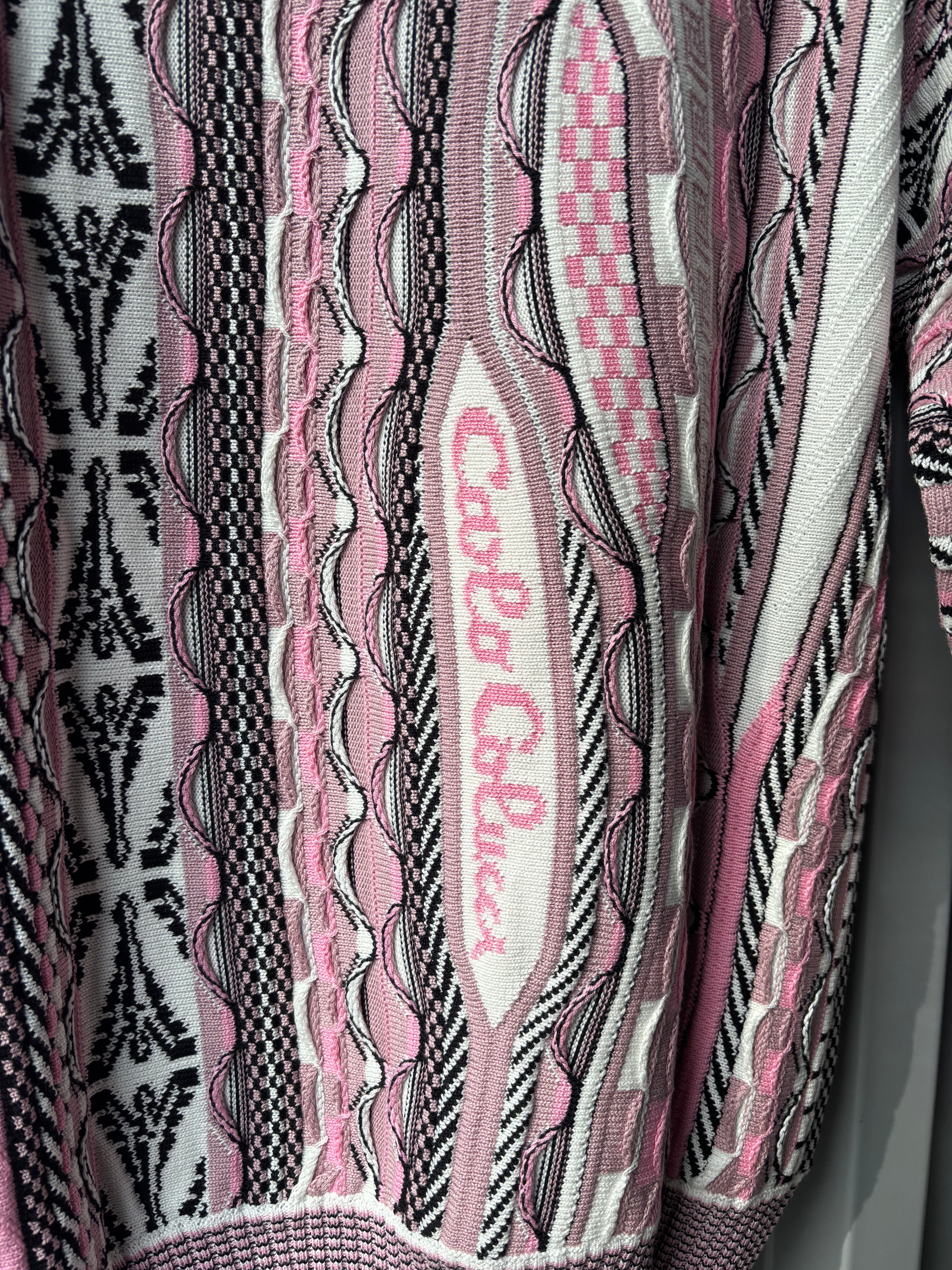 Carlo Colucci Strickpullover Pink – Mehrfarbiges Jacquard-Muster