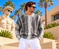 Carlo Colucci Strickpullover – Grau/Silber – Strukturmuster