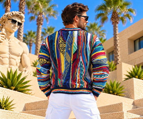 Carlo Colucci Strickpullover - Multicolor – Mehrfarbiges Jacquard-Muster