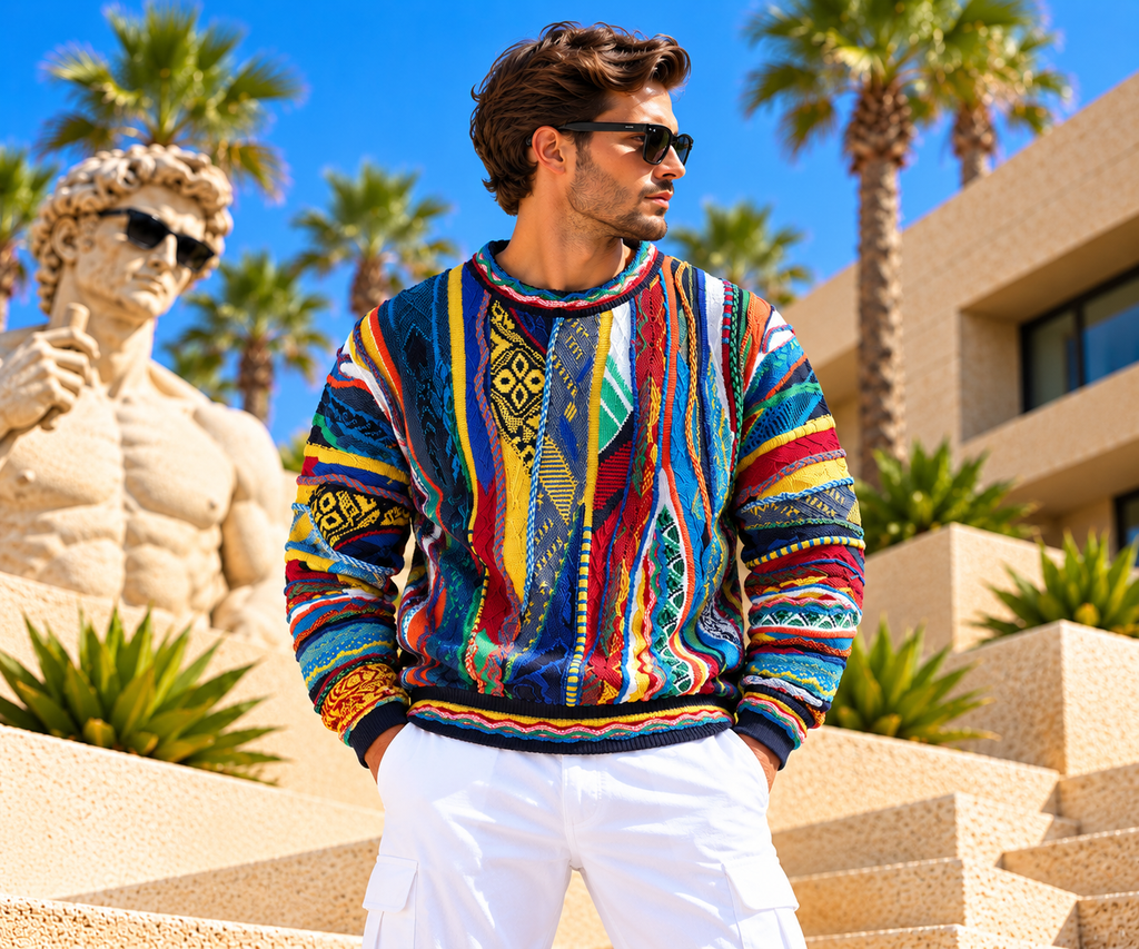 Carlo Colucci Strickpullover - Multicolor – Mehrfarbiges Jacquard-Muster