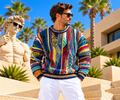 Carlo Colucci Strickpullover - Multicolor – Mehrfarbiges Jacquard-Muster