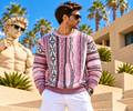 Carlo Colucci Strickpullover Pink – Mehrfarbiges Jacquard-Muster