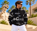 Carlo Colucci Fleecejacke Schwarz – Milano 1978 – AOP Print