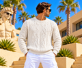 Carlo Colucci Strickpullover – Offwhite/Creme - Strukturmuster