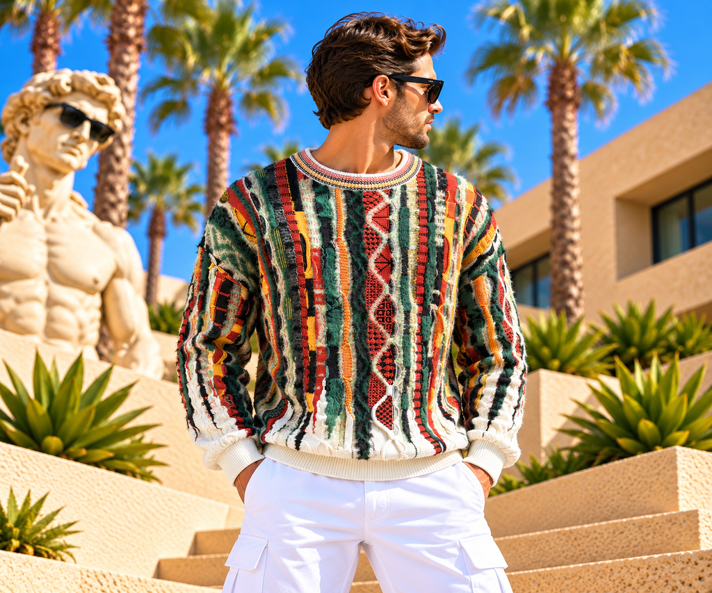 Carlo Colucci Strickpullover – Multicolor mit Fluffy Garn