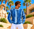 Carlo Colucci Strickpullover – Blau – Strukturmuster