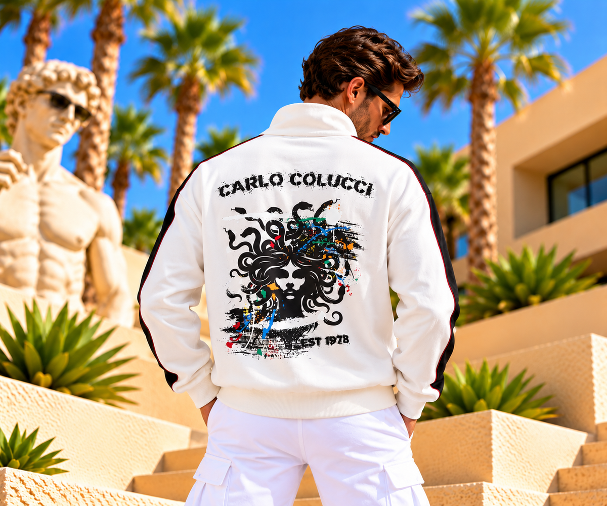 Carlo Colucci Trainingsjacke – Weiß - Backprint