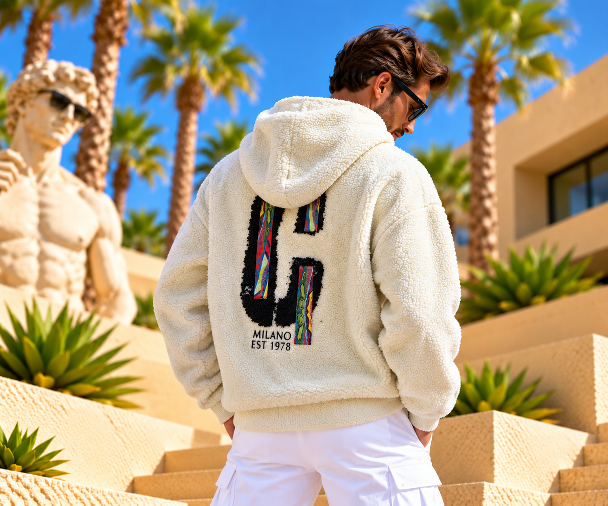 Carlo Colucci Teddy-Hoodie – Offwhite/Creme