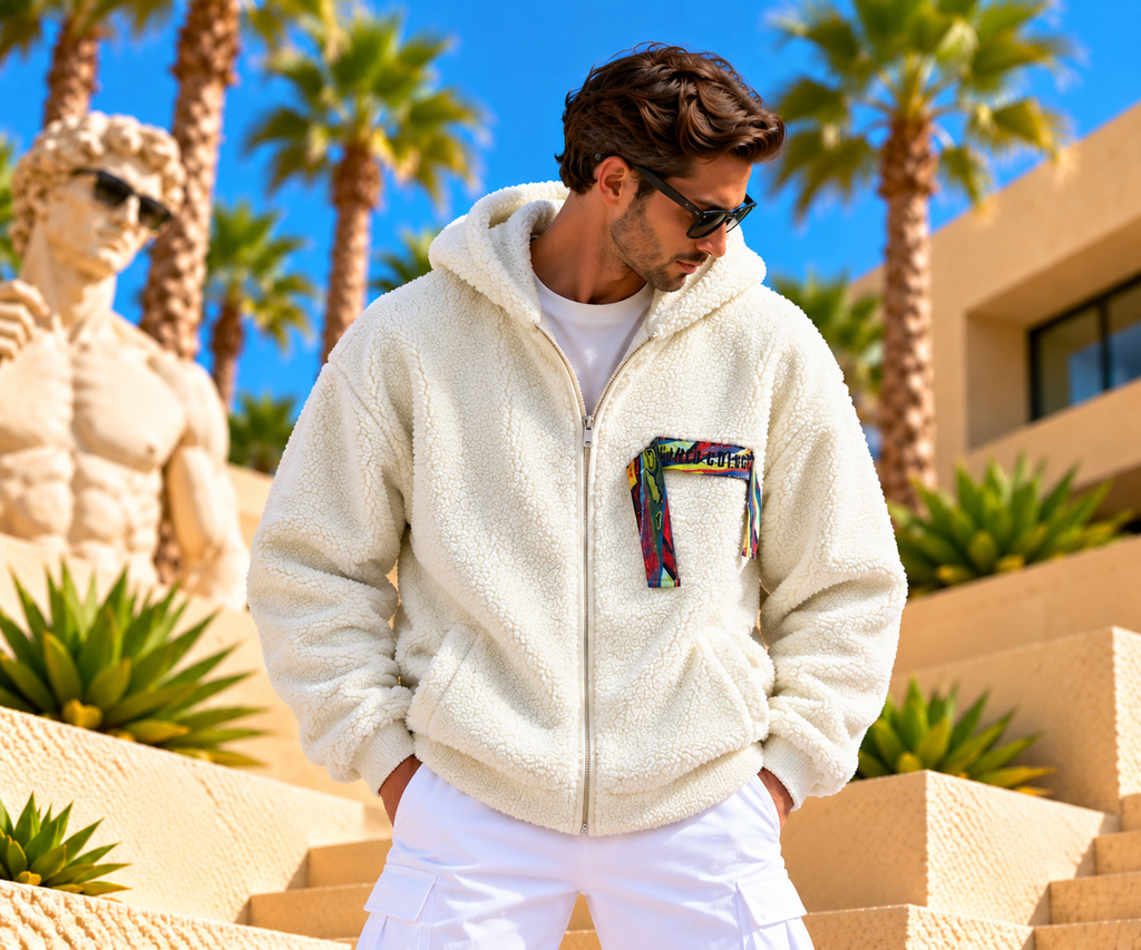 Carlo Colucci Teddy-Hoodie – Offwhite/Creme